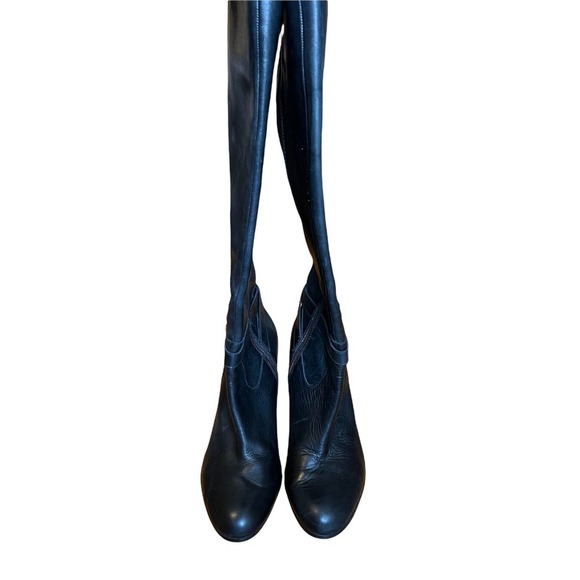 LAUREN Ralph Lauren Bethan style Tall Zip Black Leather Heel Boots, size 9.5 - Picture 2 of 10